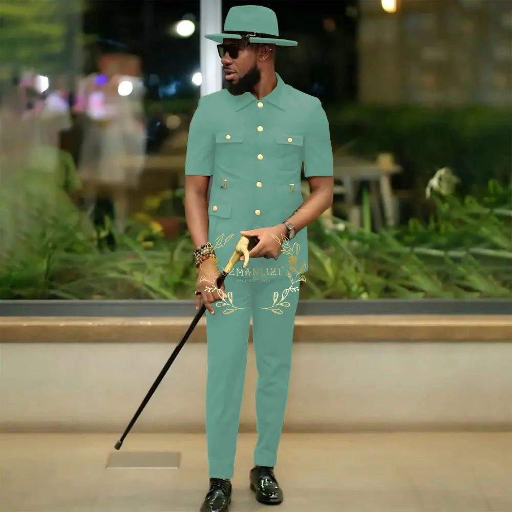 Costumes de style africain pour hommes pour mariage, sur mesure, 2 pièces, veste à simple boutonnage, pantalon, 2 pièces, costumes de marié, costume homme