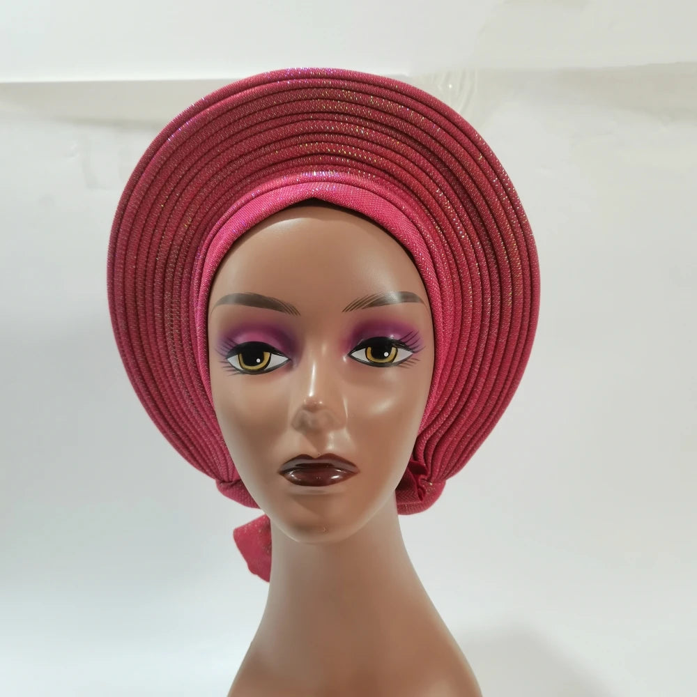 Cravate de sauna africaine de haute qualité Turban NigWin cravate de sauna prête à l'emploi Auto Gele Turban enveloppe de sauna pour XM205-1 de fête de mariage