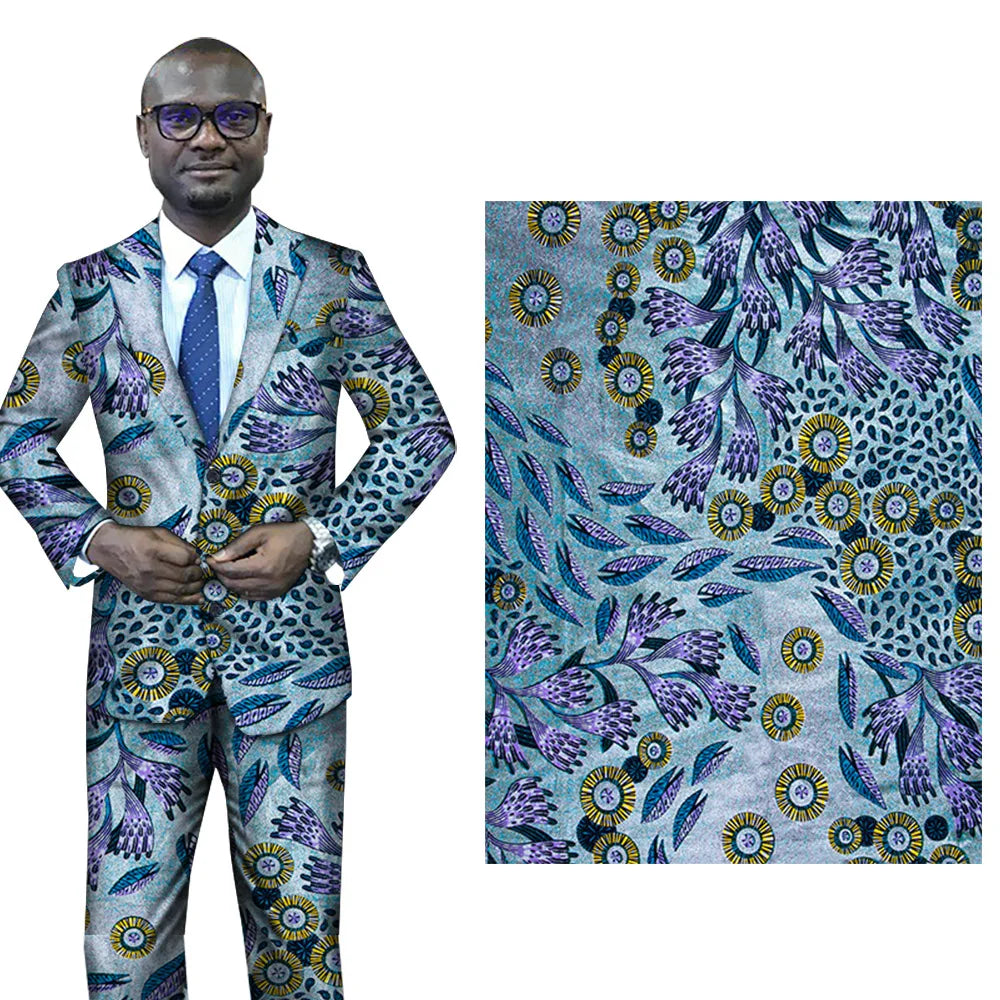 Tissu africain imprimé wax – Ankara 100 % coton avec paillettes dorées, 6 yards/rouleau, pour robes, foulards et vêtements de mode