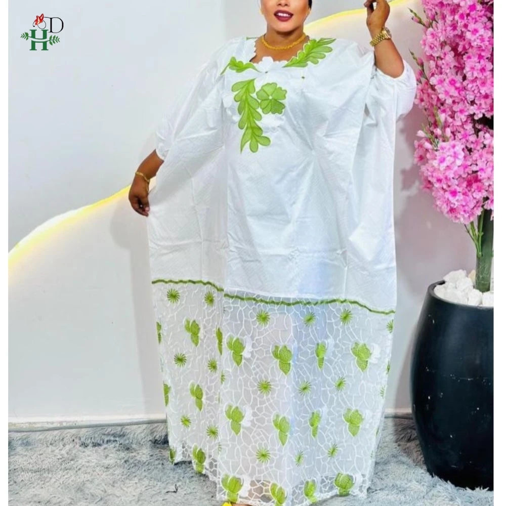 2026 African Dresses for Woman Kaftan Dress Embroidery Bazin Riche Traditional Outfit for Wedding Party Church Gown Turkey Dress