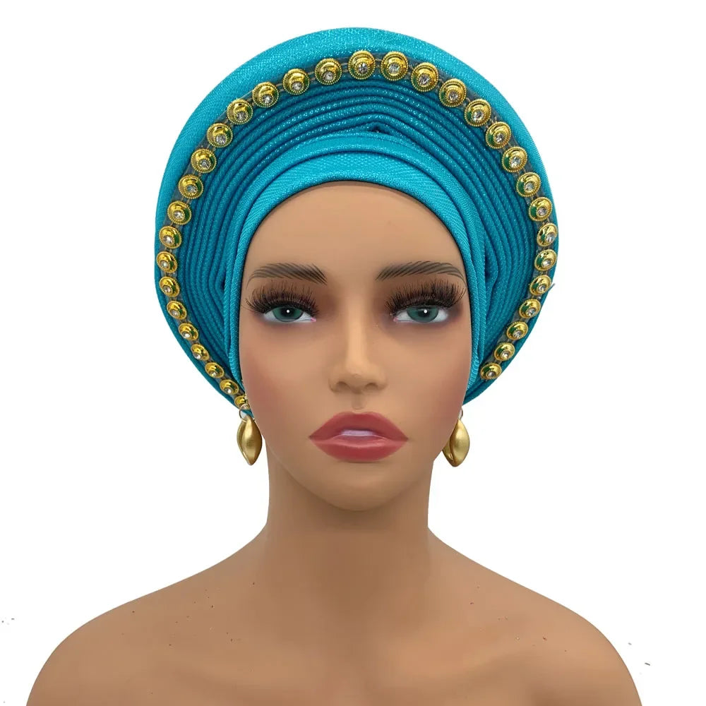 Turban Africain pour Femme, Casquette de Sauna Nigériane, Accessoire de ixde Mariage, Enveloppes de Tête Déjà Faites à la Main