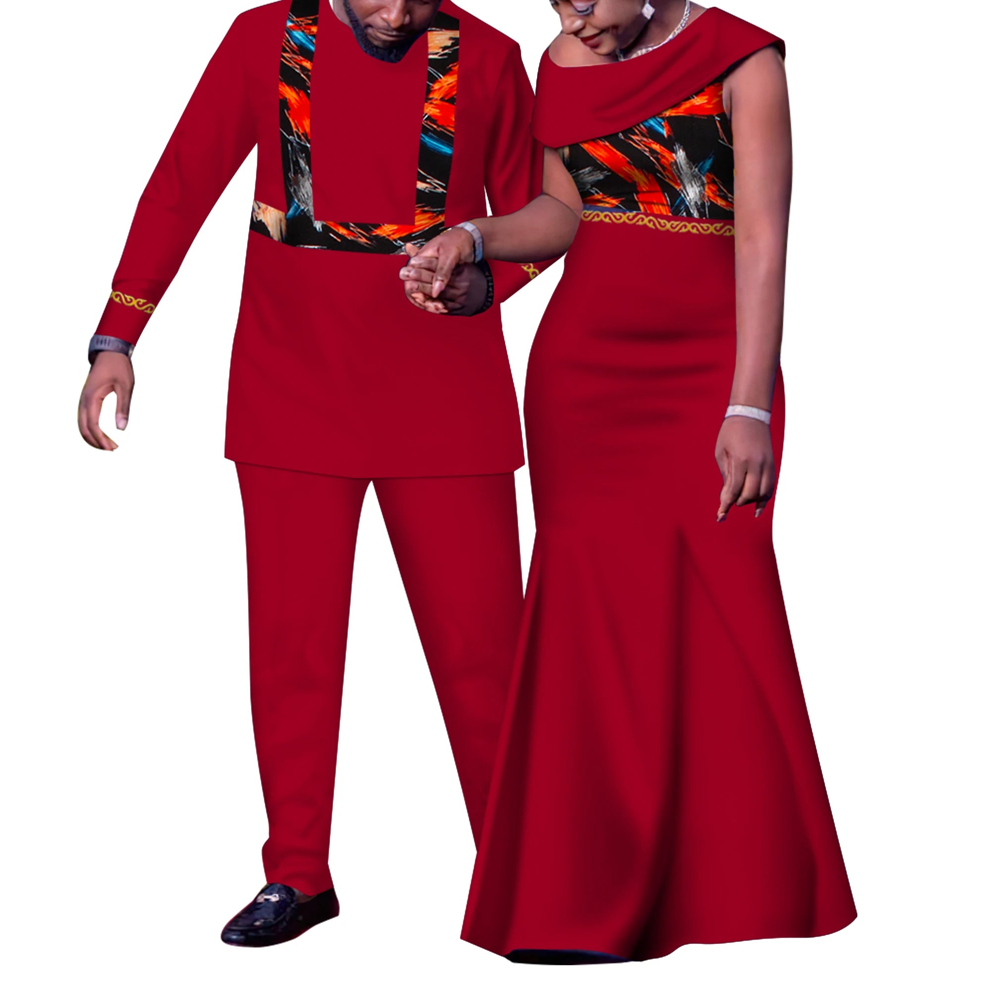 Tenues de Couple africain, ensembles assortis Dashiki, costume et robes pour hommes africains pour femmes, vêtements de fête pour Couple WYQ905
