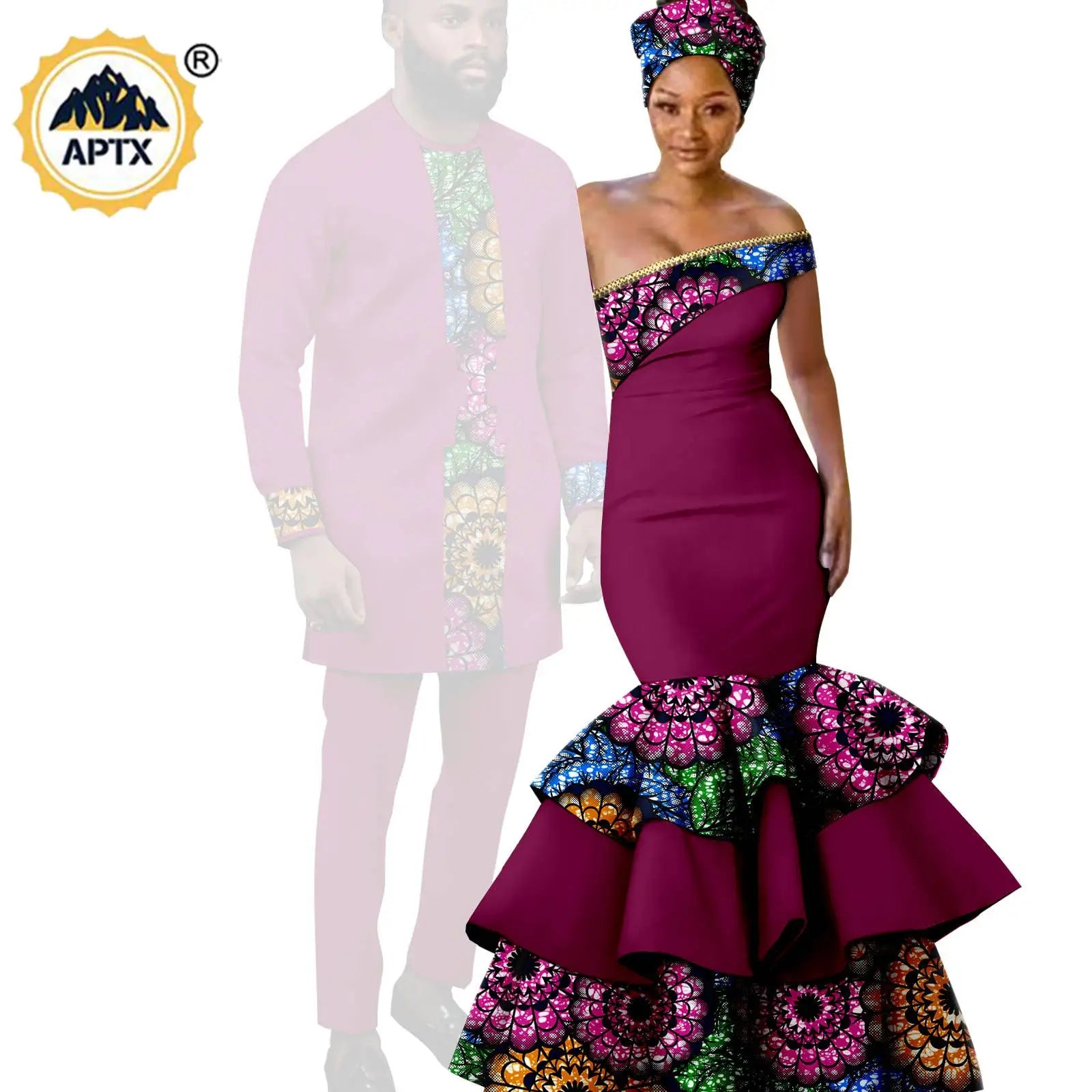 Vêtements Africains pour Couple, Robes sulfAssorties, Tenues pour Hommes, Ensembles Chemise et Pantalon, Dashiki, Robe de ixà Volants pour Dames, Y23C002