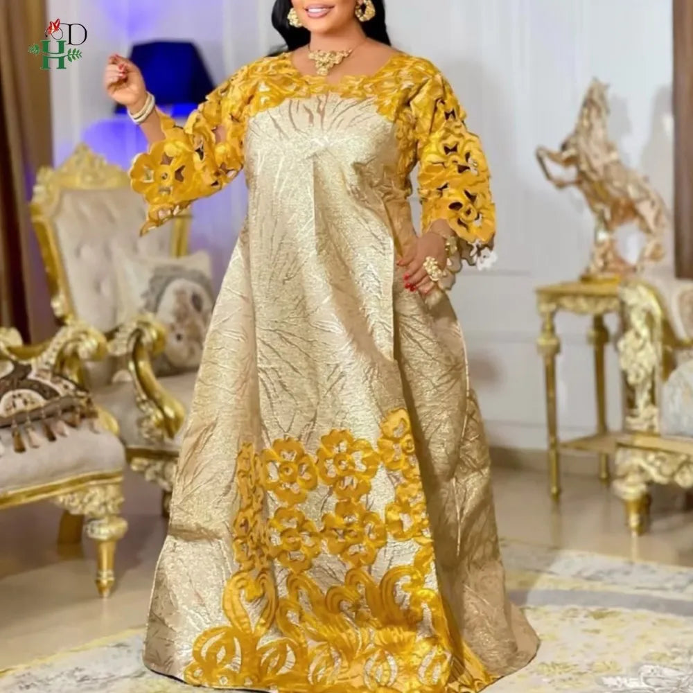 Robes africaines pour couple, tenues assorties or pour femme et homme, broderie traditionnelle Bazin Riche, robe turque, robe de mariage, robe de fête