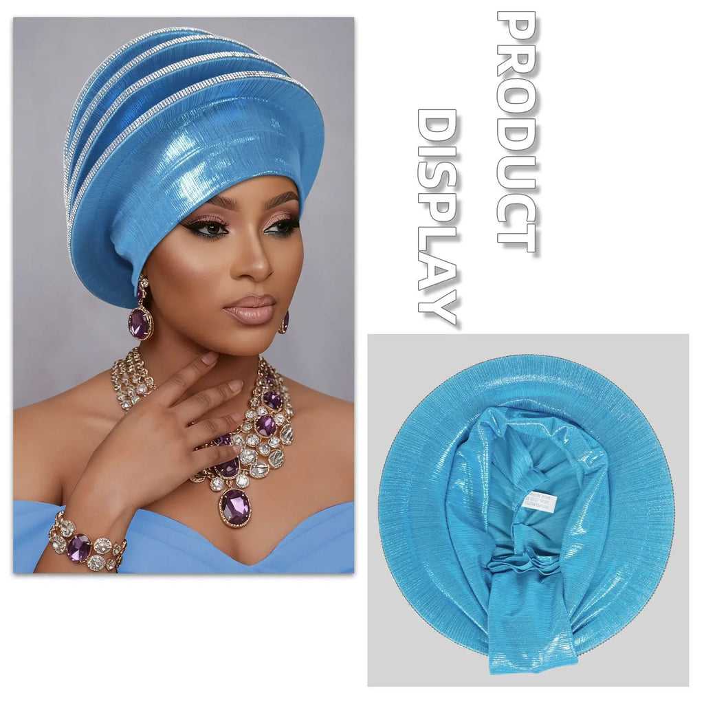 Turban africain Auto Gele pour femmes, hijab musulman, bonnet plissé, chapeau indien, foulard nigérian, chapeau de mariage, geles