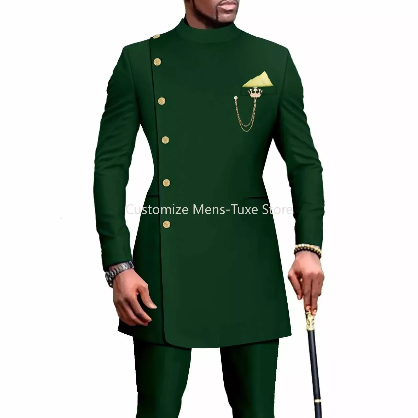 Costumes pour hommes Blazers vêtements africains pour hommes costume 2 pièces veste pantalon mariage traditionnel coupe ajustée couleur unie Festival fête