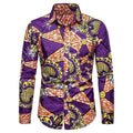 Chemises pour hommes imprimées traditionnelles africaines chemisiers décontractés à simple boutonnage chemise à manches longues Streetwear tendance hauts à revers vêtements pour hommes