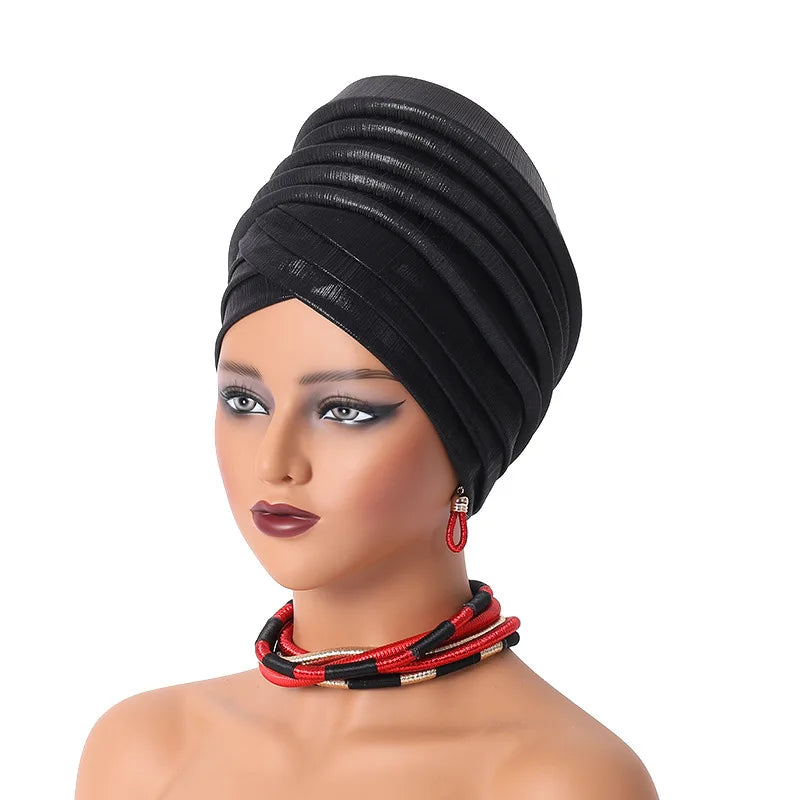 Femmes africaines Auto Gele couvre-chef Nigeria dame plissée bandeau musulman foulard Bonnet Turbante Mujer