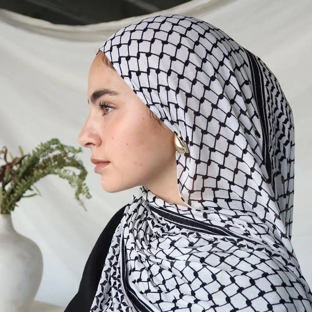Traditionnel Arafat Kuffiyeh palestinien noir et blanc arabe Kafiya Shemagh Keffiyeh moyen-orient écharpe enveloppement Jacquard bandeau