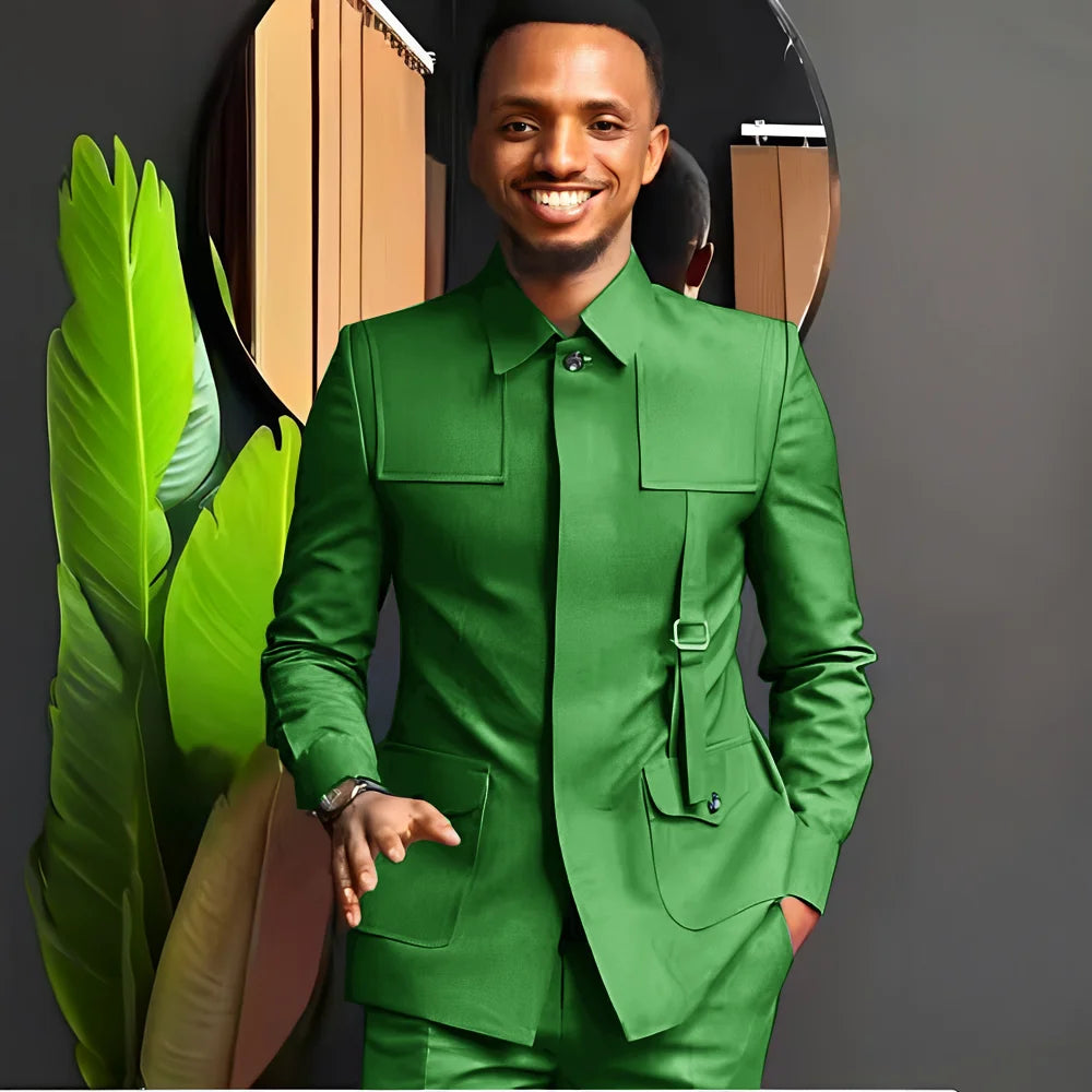 Costume pour homme de style africain — Smoking sur mesure 2 pièces pour mariages, mariés, fêtes et dîners formels