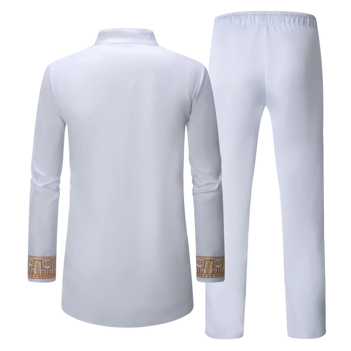 Ensemble chemise et pantalon pour hommes africains, 2 pièces, imprimé en métal, manches longues, Kaftan Dashiki, uniforme traditionnel africain, Costume décontracté à la mode