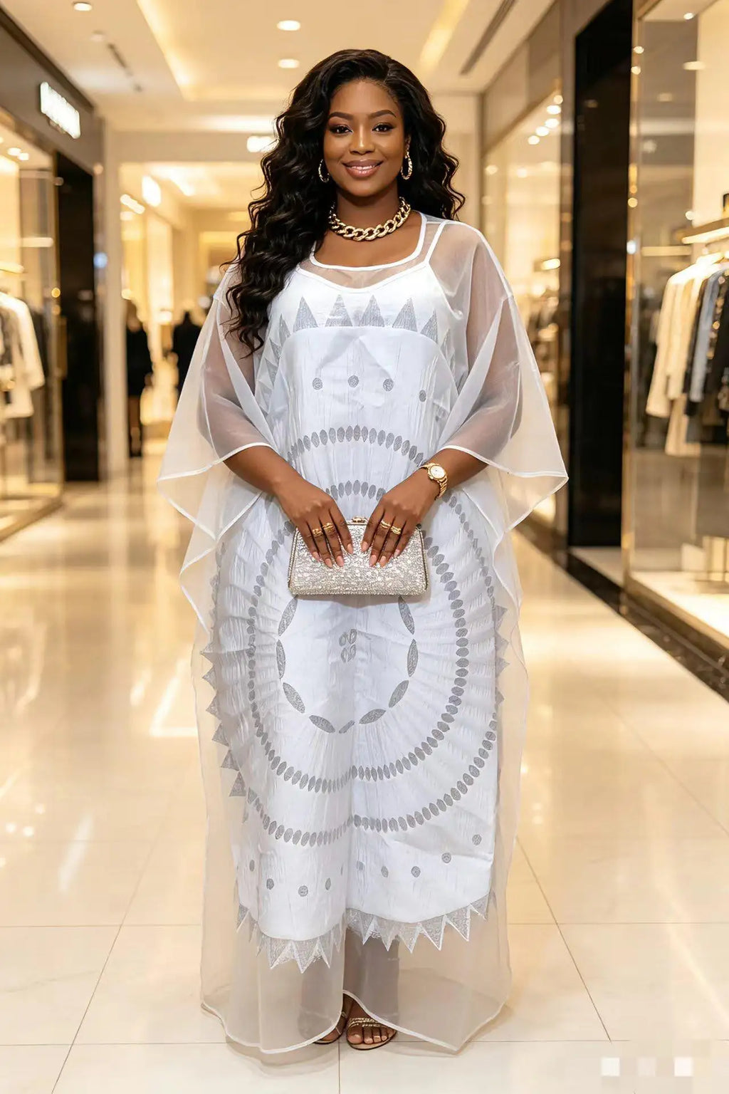 Fashion africa clothing Boubou Women's Dress Luxurious African Fabric with Embroidery Decoration Women's Clothing