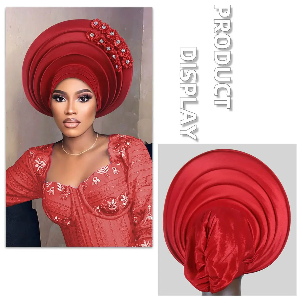 Chapeau foulard pour femmes africaines, Gele nigérian, Gele auto-formable, Turban, Bandeau pour la tête, Hijab musulman, Bonnet, pour soirées et événements