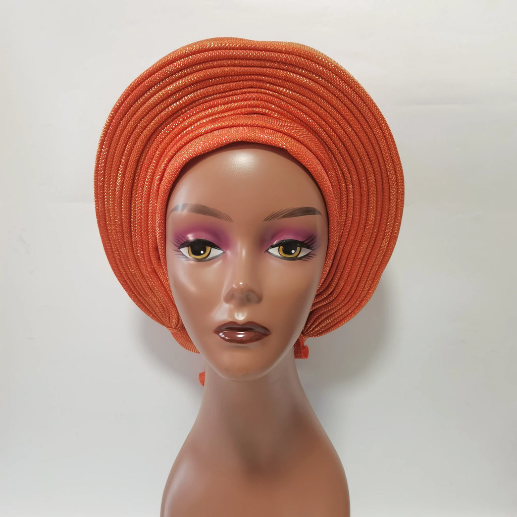 Cravate de sauna africaine de haute qualité Turban NigWin cravate de sauna prête à l'emploi Auto Gele Turban enveloppe de sauna pour XM205-1 de fête de mariage
