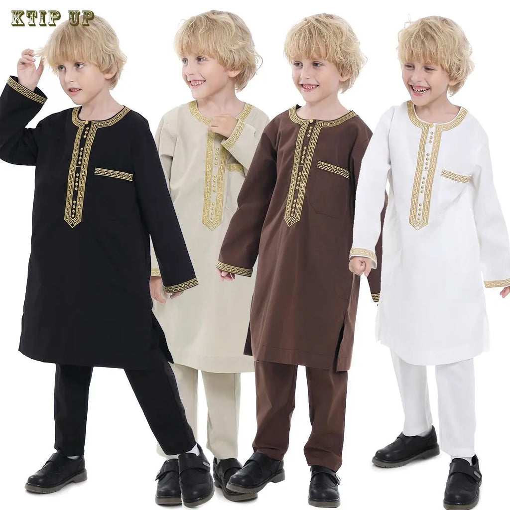 Abaya islamique arabe pour hommes Robe imprimé ethnique col montant chemise mi-longue pour jeunes manteau de luxe vêtements décontractés pour hommes musulmans à la mode