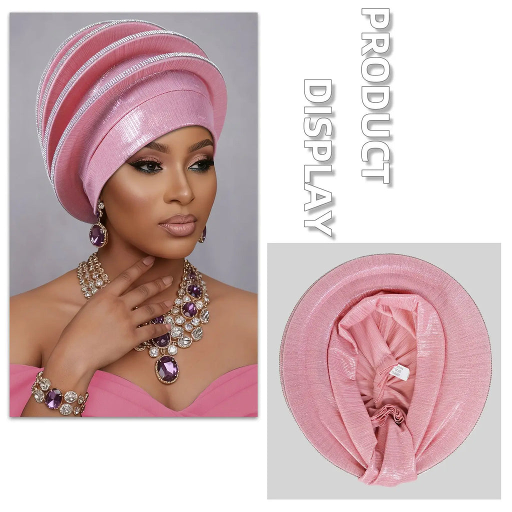 Turban africain Auto Gele pour femmes, hijab musulman, bonnet plissé, chapeau indien, foulard nigérian, chapeau de mariage, geles