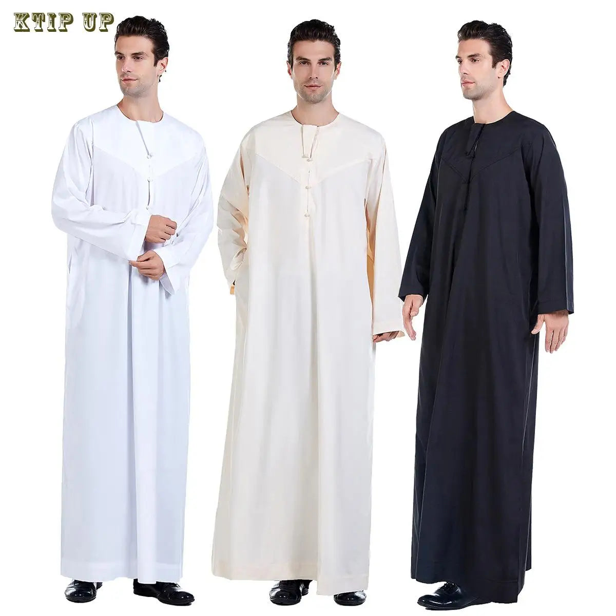 Abaya islamique arabe pour hommes Robe imprimé ethnique col montant chemise mi-longue pour jeunes manteau de luxe vêtements décontractés pour hommes musulmans à la mode