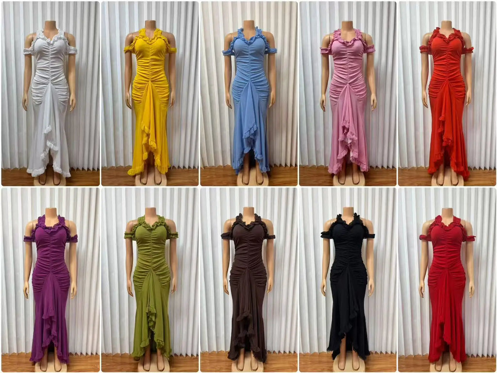 African Dresses For Women Elegant Off Shoulder Dashiki Maxi A-Line Dress Ladies Traditional African Clothing Fairy Dreaes