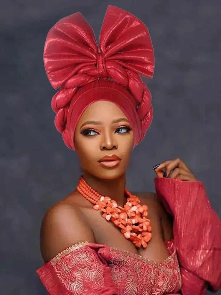 Turban Africain avec Nministériels d Exagéré pour Femme, Accessoire Nigérian pour ixde Mariage