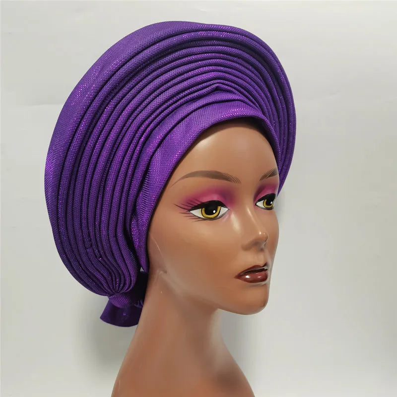 Cravate de sauna africaine de haute qualité Turban NigWin cravate de sauna prête à l'emploi Auto Gele Turban enveloppe de sauna pour XM205-1 de fête de mariage