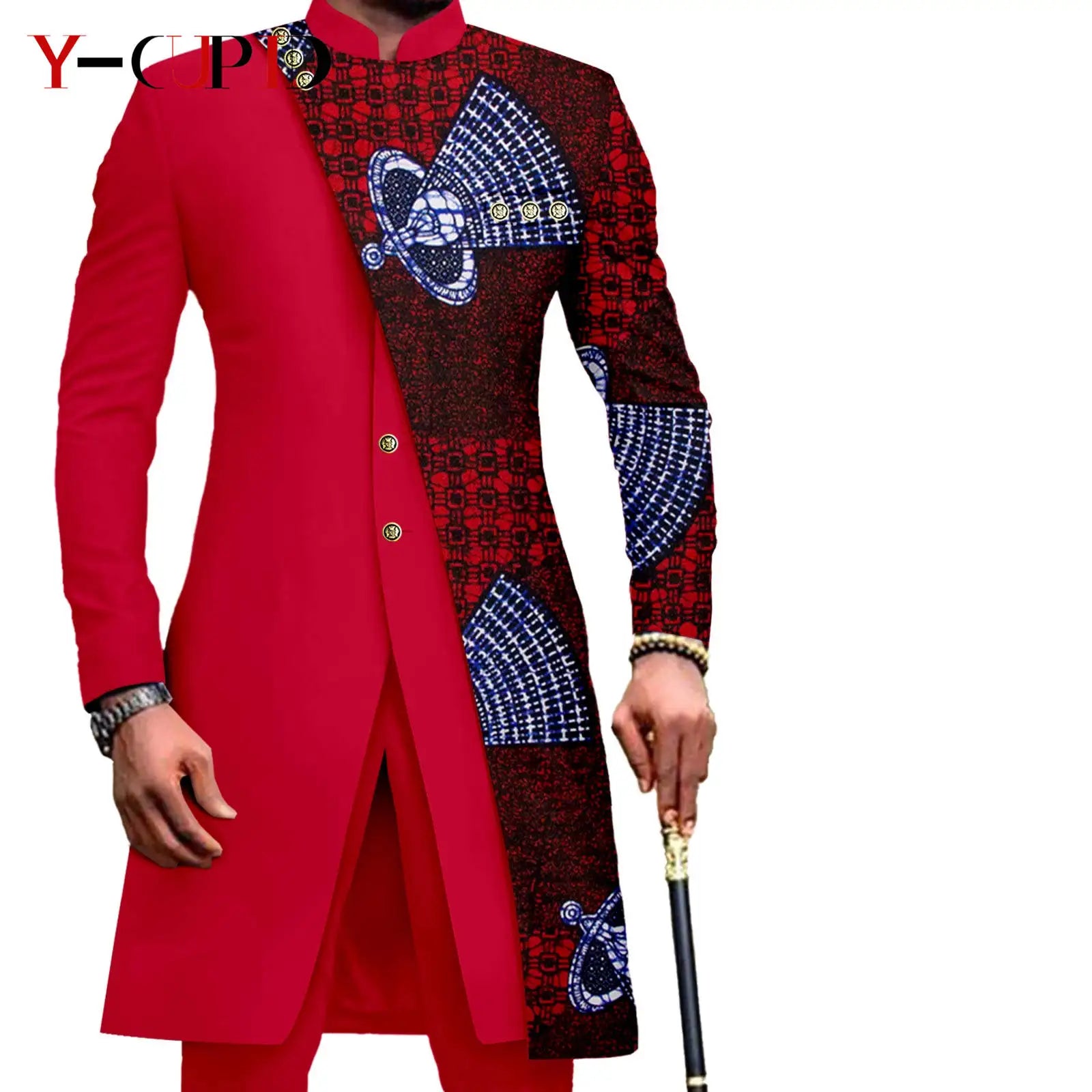 Vêtements Africains Assortis pour Couple Dashiki, Robe Imprimée, Bazin Riche, Ensemble Veste et Pantalon Imbibés, 2 Pièces, Y23C076