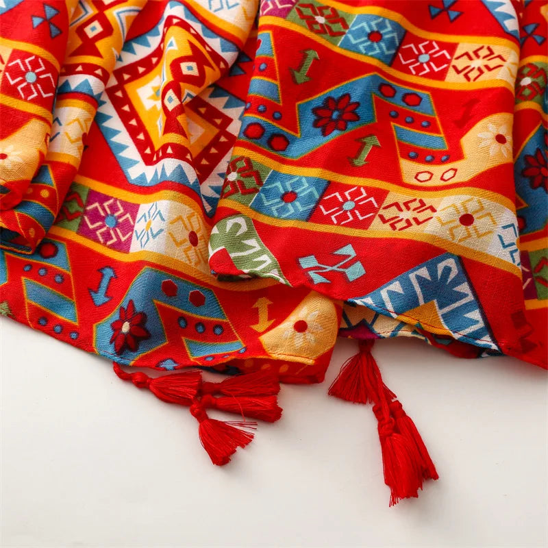 Châle en Viscose avec Pompon, Écharpe Africaine, Indienne, Ethnique, Géométrique, Florale, Haute Qualité, Bande Ronde, Hijab Musulman, Bufanda, 180x90cm