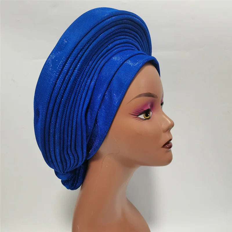 Cravate de sauna africaine de haute qualité Turban NigWin cravate de sauna prête à l'emploi Auto Gele Turban enveloppe de sauna pour XM205-1 de fête de mariage