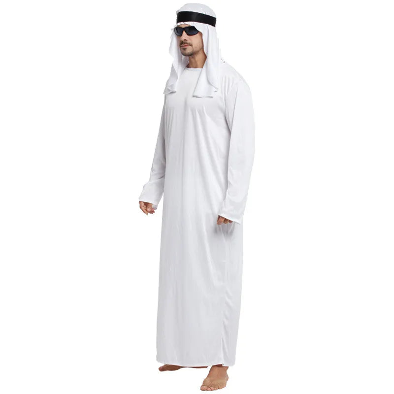 Tenues masculines arabe Uae Robe pour hommes manches longues arabe musulman moyen-orient col rond dubaï Thobe longue Abaya avec bandeau sangle