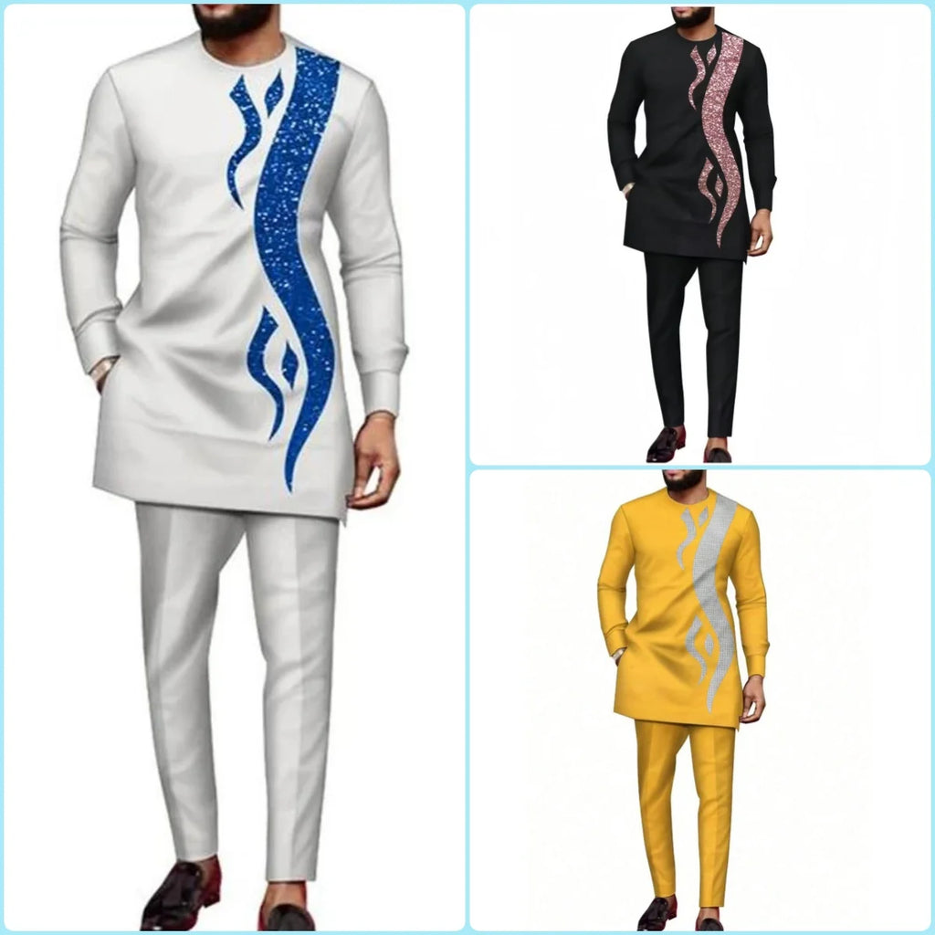 Nouvel ensemble traditionnel africain pour homme 2026 – Costume élégant et tendance pour homme, ensemble décontracté brodé deux pièces, caftan pour homme