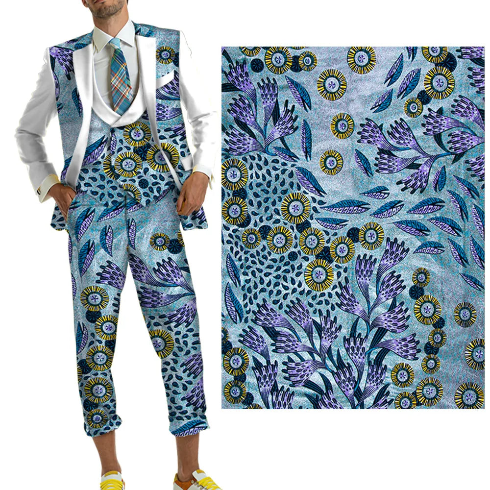 Tissu africain imprimé wax – Ankara 100 % coton avec paillettes dorées, 6 yards/rouleau, pour robes, foulards et vêtements de mode