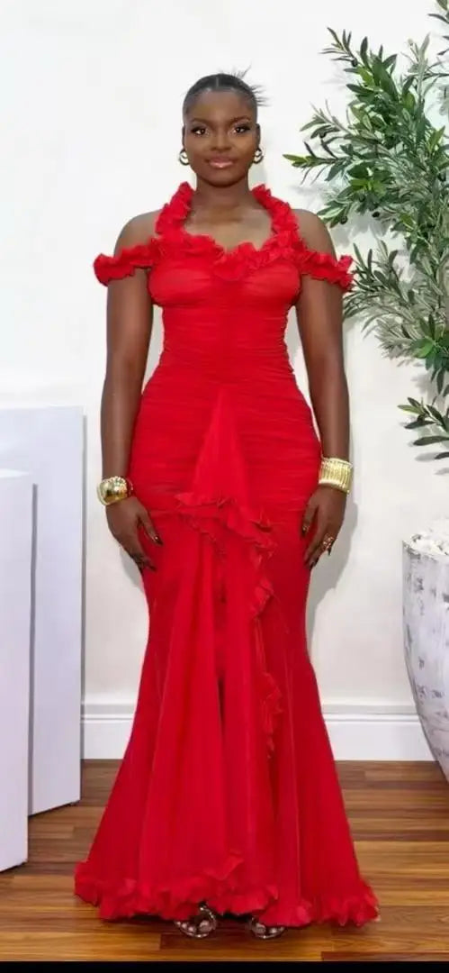 African Dresses For Women Elegant Off Shoulder Dashiki Maxi A-Line Dress Ladies Traditional African Clothing Fairy Dreaes