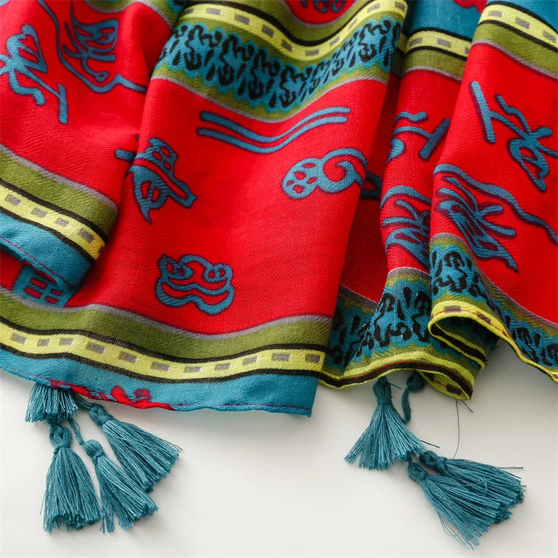 Châle en Viscose avec Pompon, Écharpe Africaine, Indienne, Ethnique, Géométrique, Florale, Haute Qualité, Bande Ronde, Hijab Musulman, Bufanda, 180x90cm