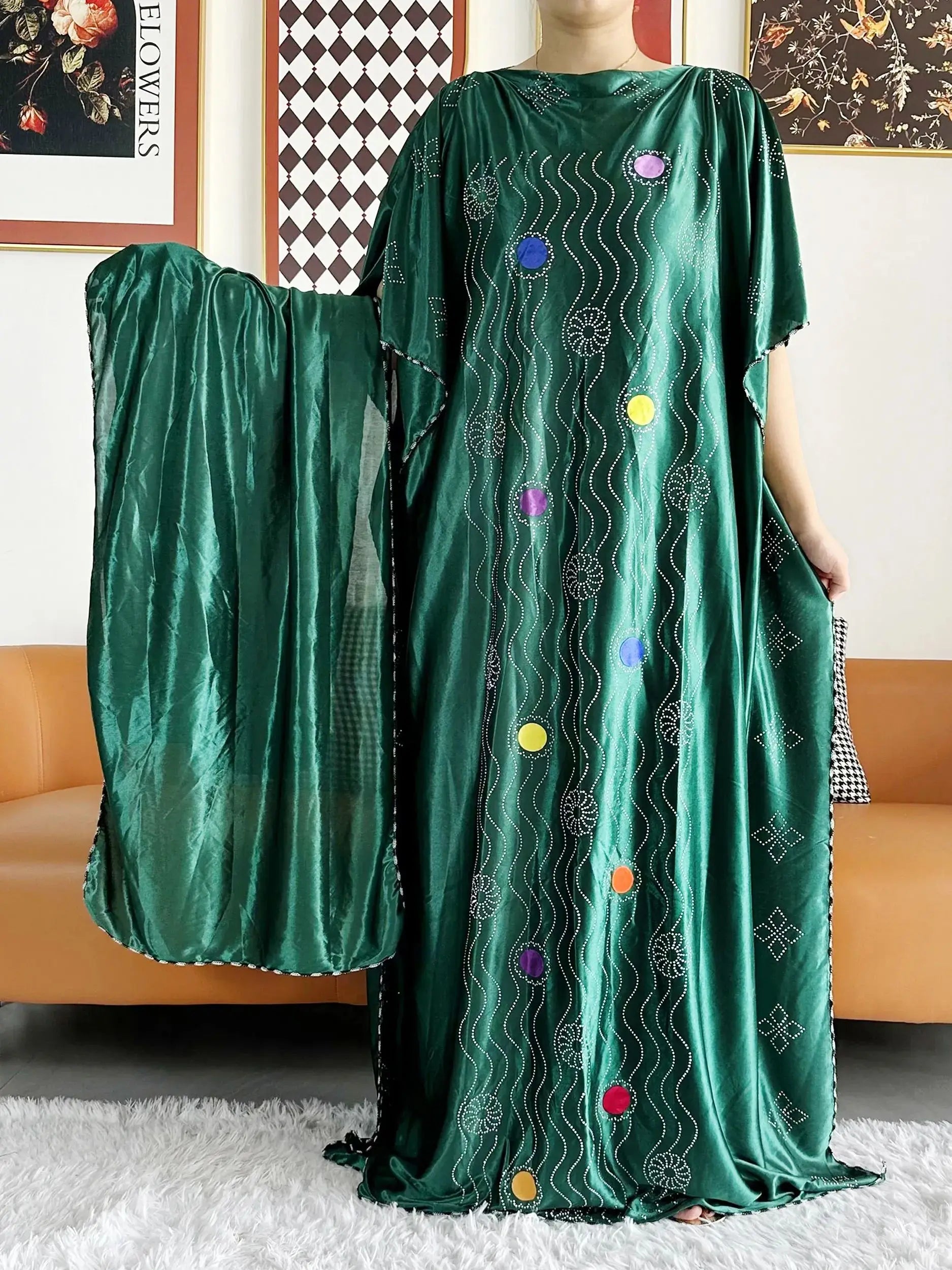 2026 African Summer Kaftan Muslim Women Dress India Caftan Traditional Wear Printed Fabric Africa Femme Maxi Casual Outfit