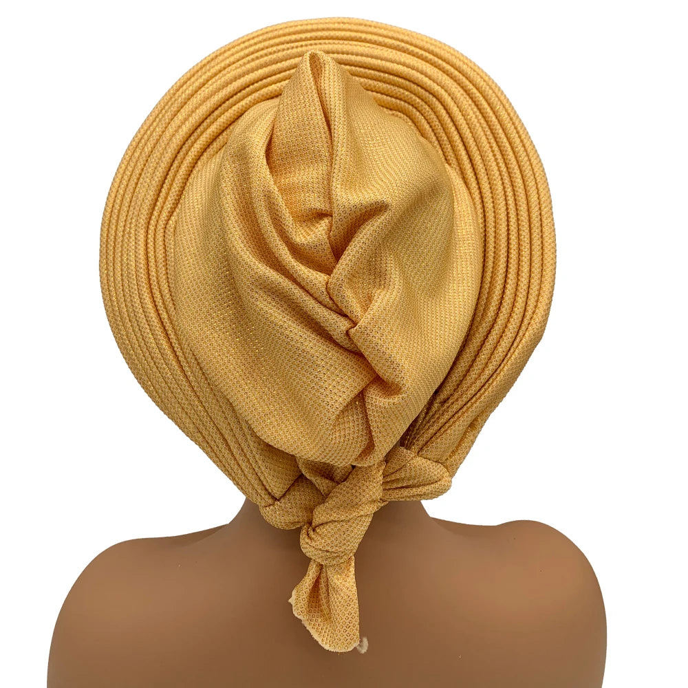 Cravate de sauna africaine Auto Gele pour femmes, couvre-chef nigérian, fête de mariage, turban féminin, casquette prête à porter