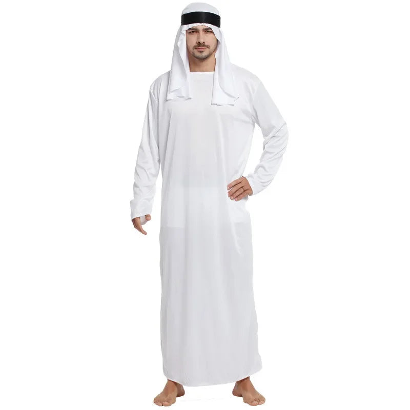 Tenues masculines arabe Uae Robe pour hommes manches longues arabe musulman moyen-orient col rond dubaï Thobe longue Abaya avec bandeau sangle