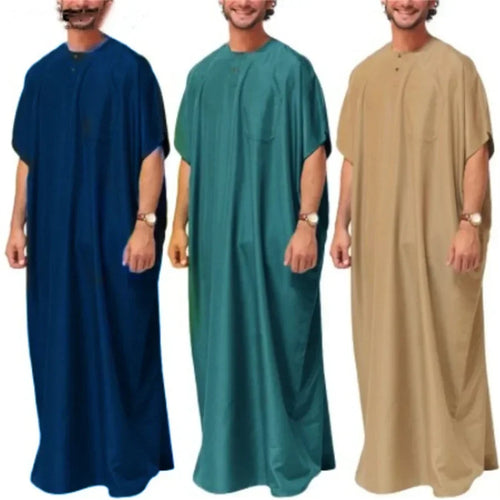 Abaya-Robe musulmane à manches courtes pour hommes, Kaftan arabe islamique, Vêtements vintage, Robe rétro, Moyen-Orient, Moyen-Orient, Été
