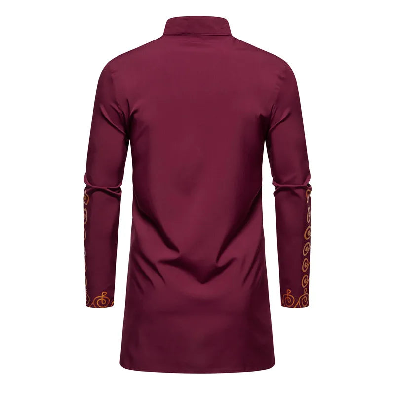 Ensemble de Robe imprimé africain à col montant pour hommes, noir/blanc, tenue de chef Tribal du moyen-orient de saphir, haut + pantalon, 2 pièces, 2026