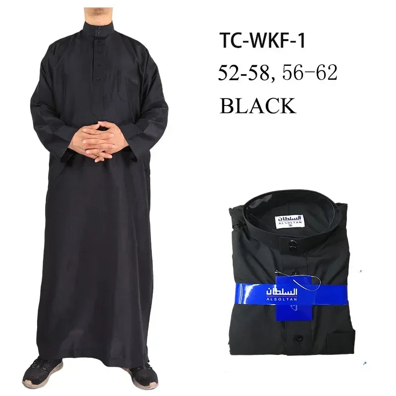 Vêtements islamiques hommes solide à manches longues en vrac musulman mâle arabie saoudite Pakistan Kurta Costumes musulmans robe musulmane caftan Thobe