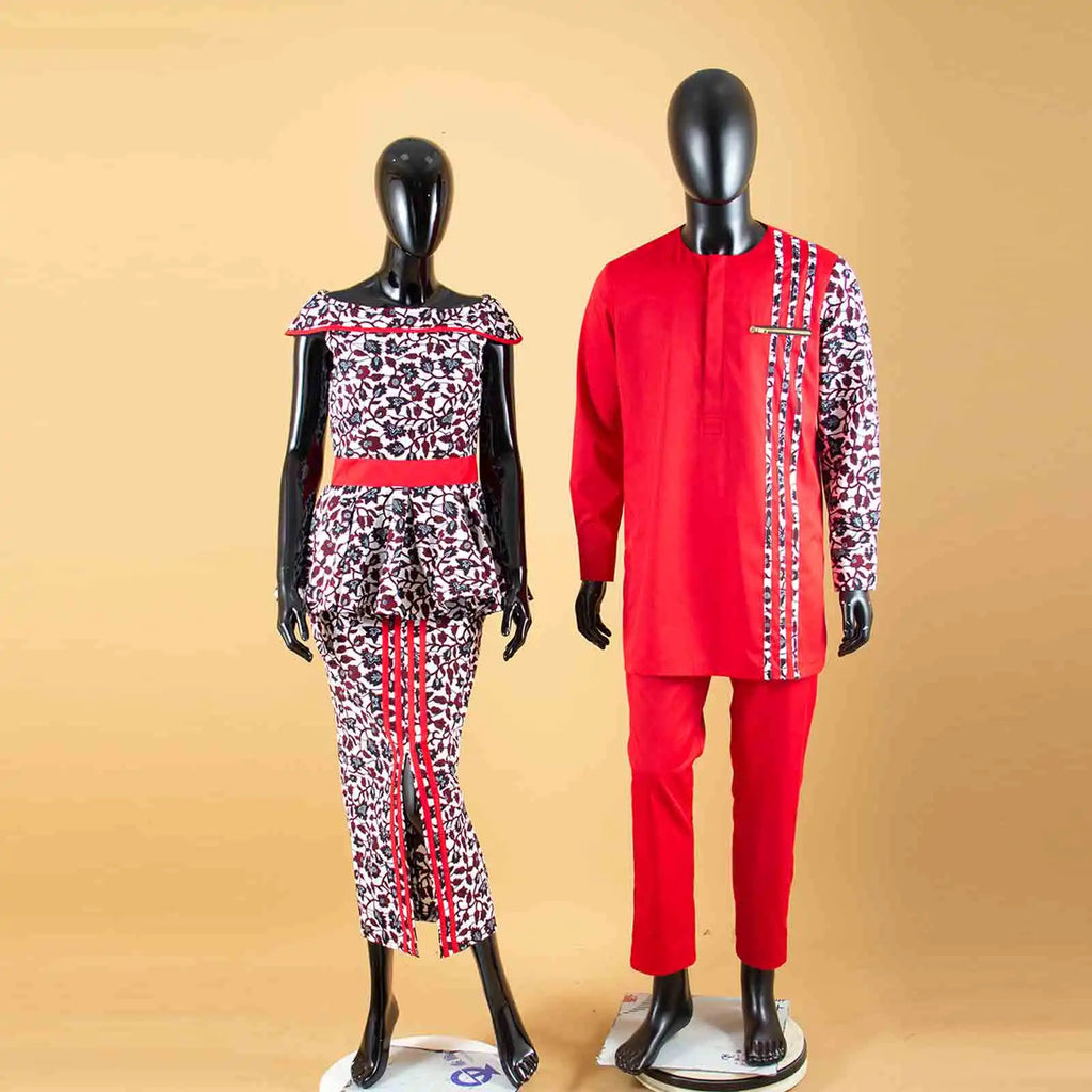 Tenues de couple assorties pour hommes, ensembles chemises et pantalons, robes africaines Dashiki pour femmes, haut et jupes fendues pour mariage, Y23C006