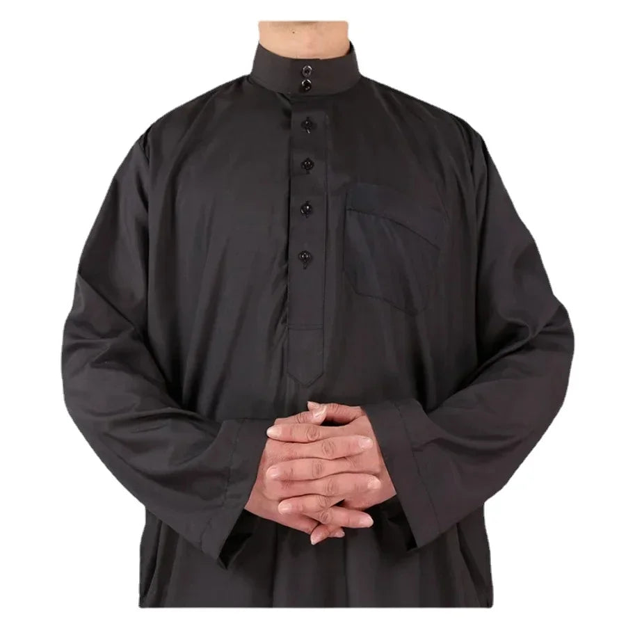 Vêtements islamiques hommes solide à manches longues en vrac musulman mâle arabie saoudite Pakistan Kurta Costumes musulmans robe musulmane caftan Thobe