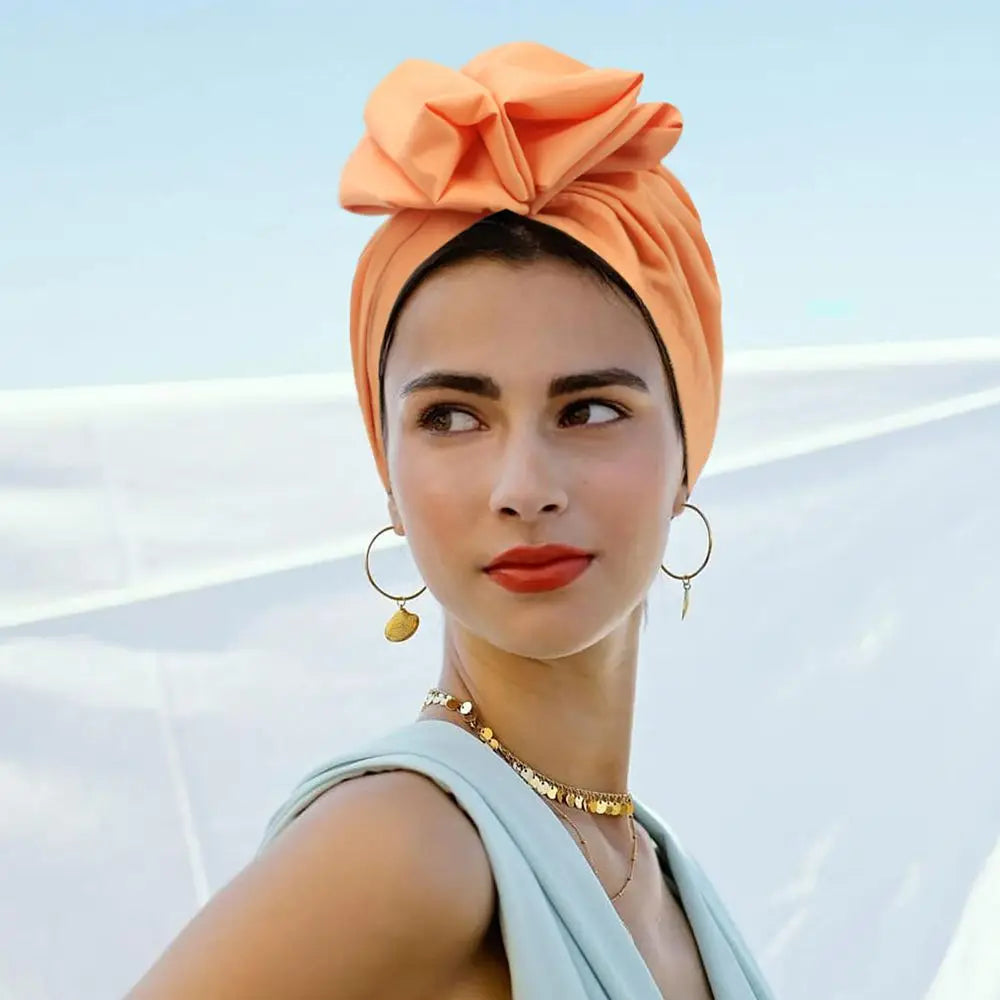 Bandeaux africains élégant rétro Turban pour femmes musulman foulard casquette couleur unie dames bonnets casquettes casque musulman