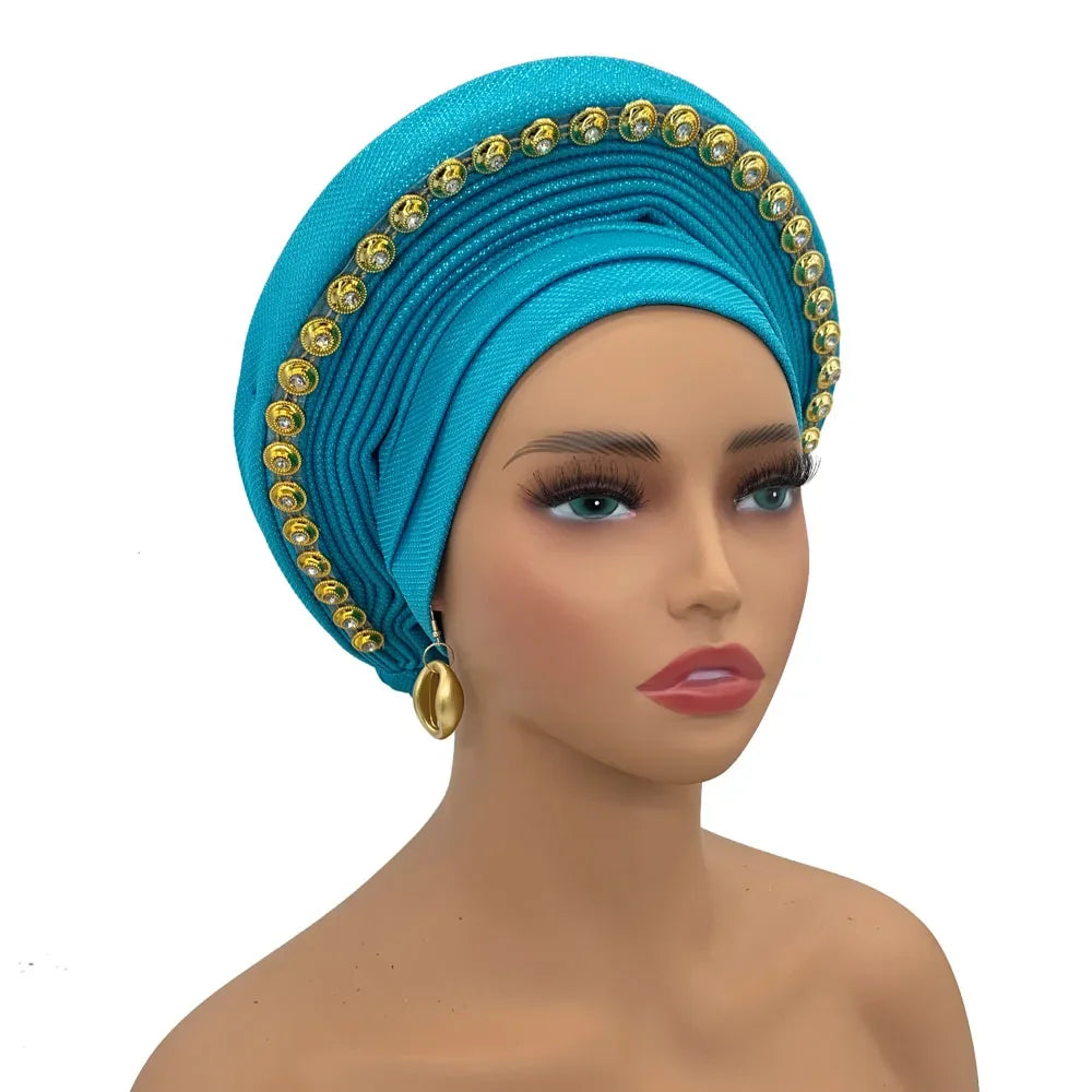 Turban Africain pour Femme, Casquette de Sauna Nigériane, Accessoire de ixde Mariage, Enveloppes de Tête Déjà Faites à la Main