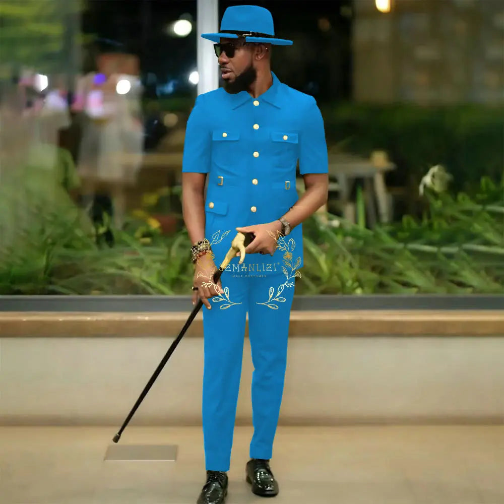 Costumes de style africain pour hommes pour mariage, sur mesure, 2 pièces, veste à simple boutonnage, pantalon, 2 pièces, costumes de marié, costume homme
