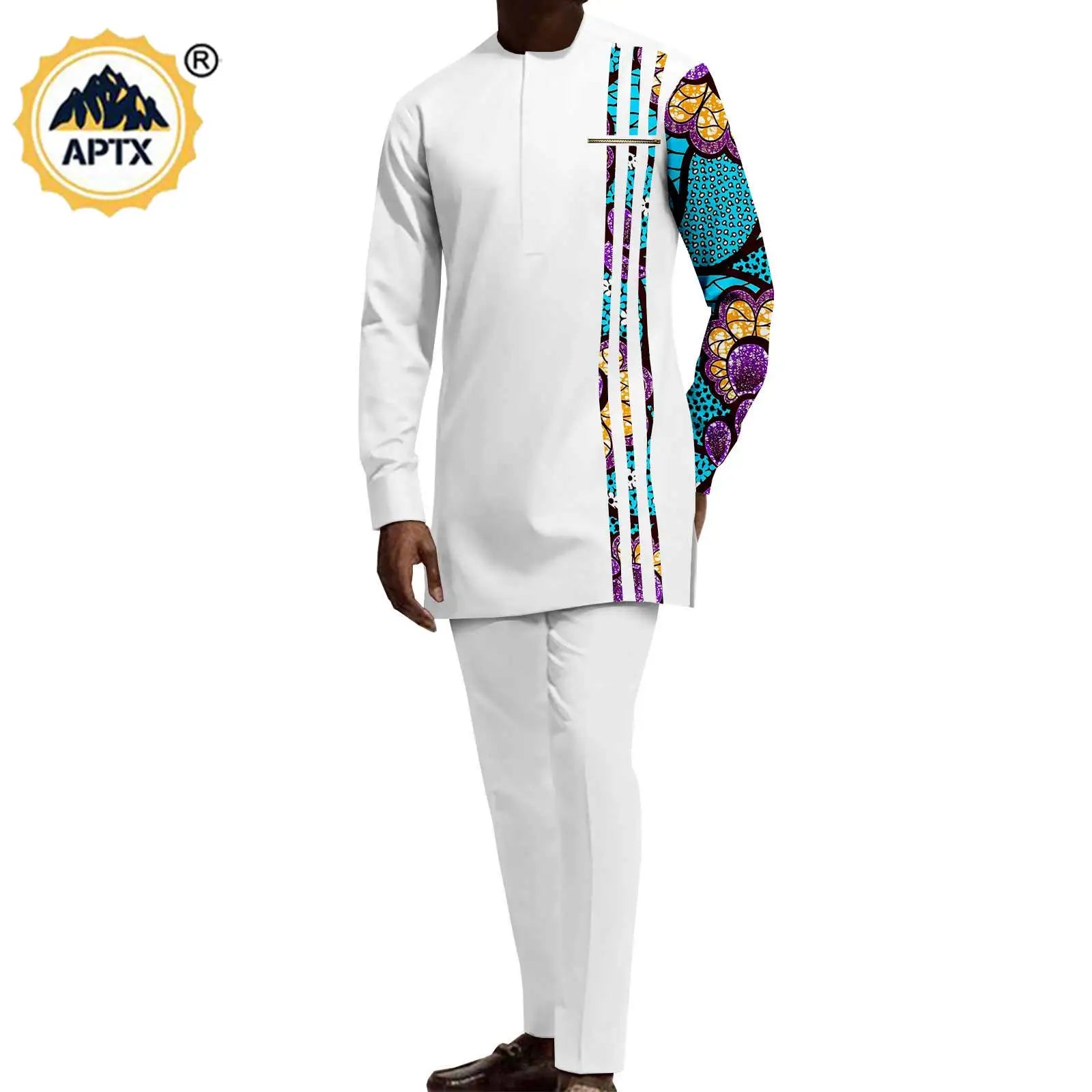 Tenues de couple assorties pour hommes, ensembles chemises et pantalons, robes africaines Dashiki pour femmes, haut et jupes fendues pour mariage, Y23C006