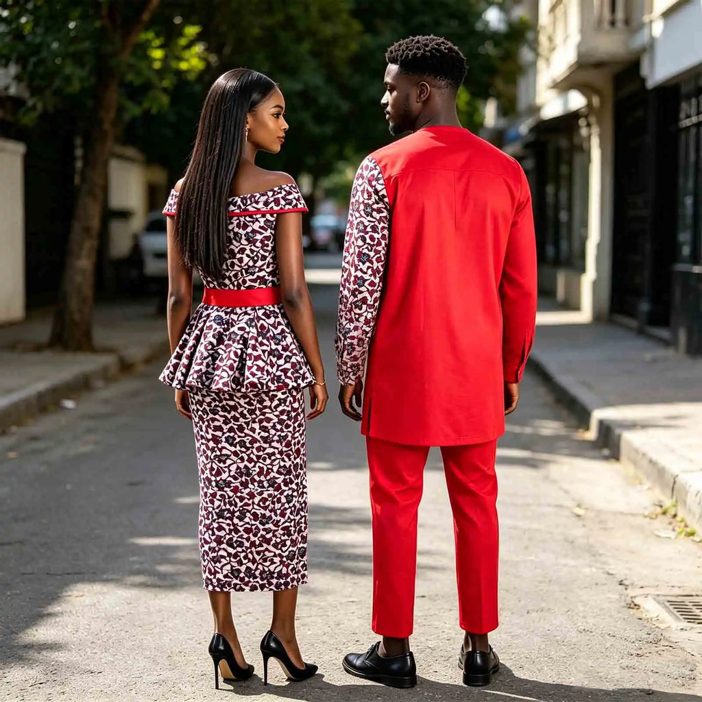 Tenues de couple assorties pour hommes, ensembles chemises et pantalons, robes africaines Dashiki pour femmes, haut et jupes fendues pour mariage, Y23C006