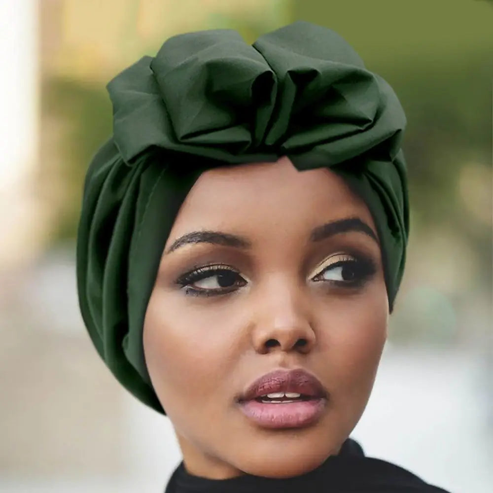 Bandeaux africains élégant rétro Turban pour femmes musulman foulard casquette couleur unie dames bonnets casquettes casque musulman