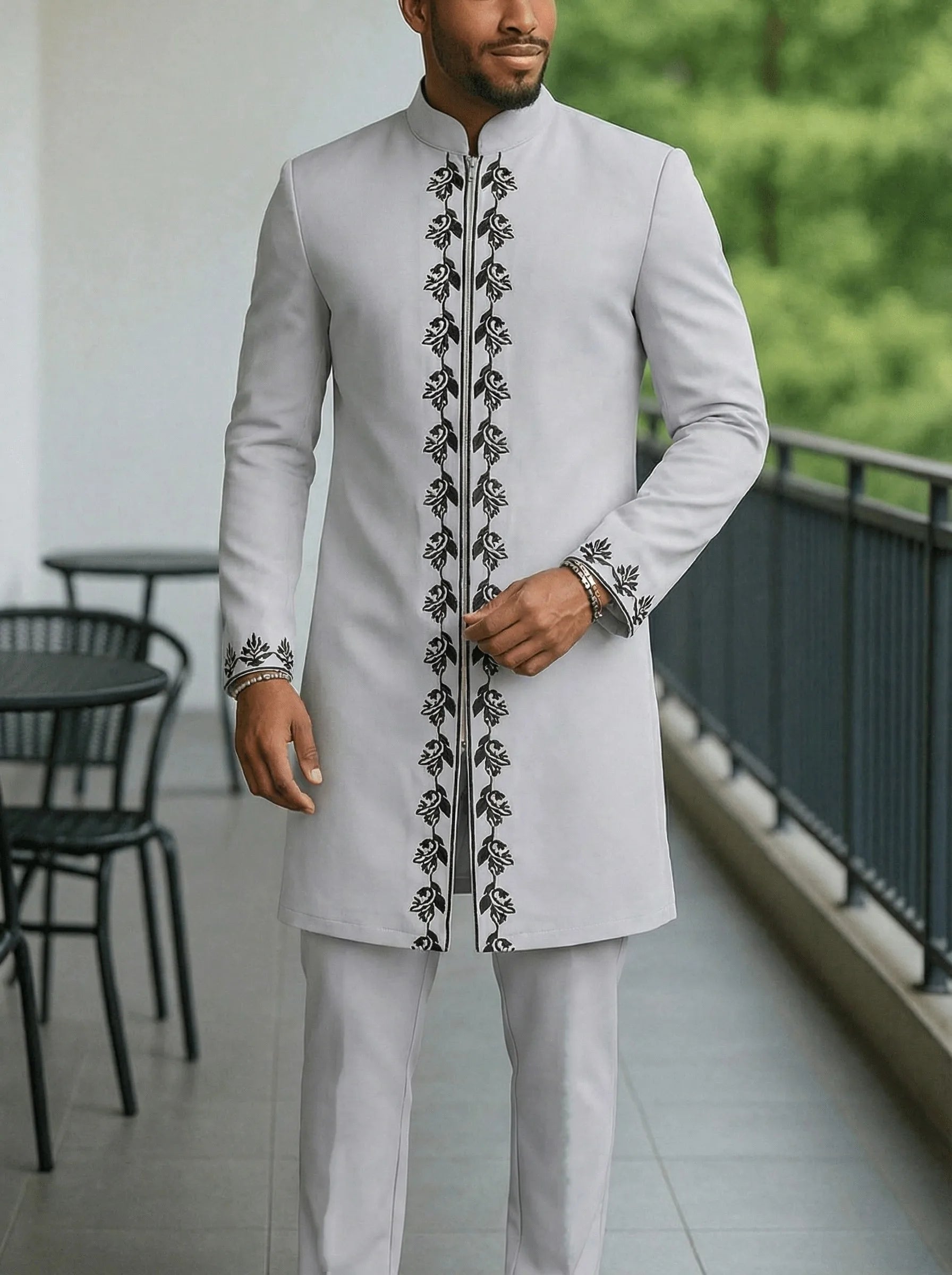 Ensemble Kaftan pour homme, costume Kaunda, haut à col rond à manches longues, pantalon, tenue traditionnelle africaine pour homme, ensemble de vêtements 2 pièces, ensembles de mariage, décontracté