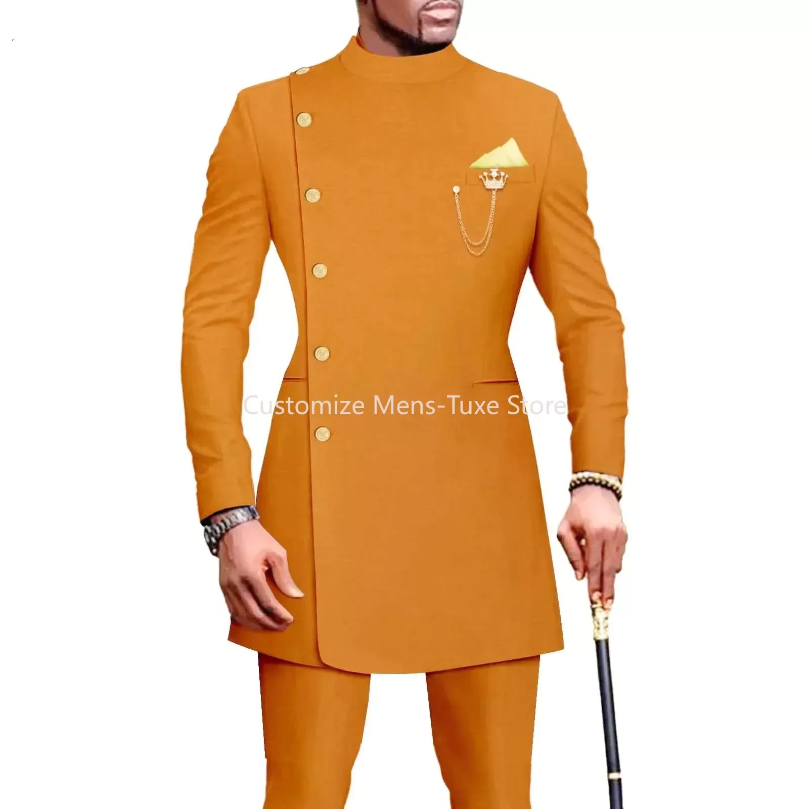 Costumes pour hommes Blazers vêtements africains pour hommes costume 2 pièces veste pantalon mariage traditionnel coupe ajustée couleur unie Festival fête