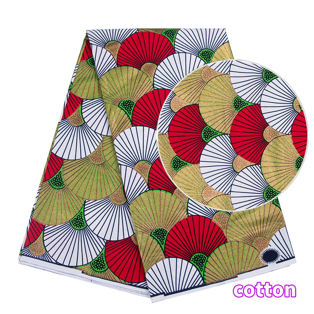 Tissu africain imprimé wax – Ankara 100 % coton avec paillettes dorées, 6 yards/rouleau, pour robes, foulards et vêtements de mode