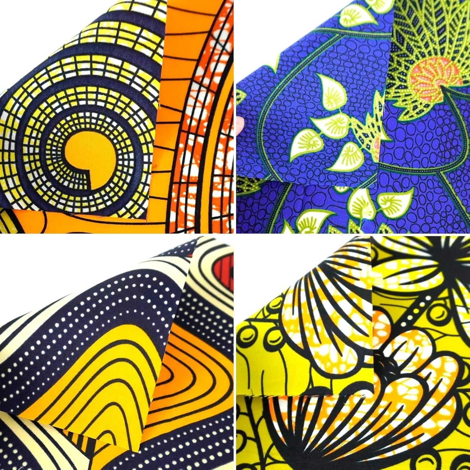 50 Pièces de Tissu Africain Imprimé Wax à Motifs Ethniques Pré-découpés pour la Couture, le Patchwork et les Projets Artisanaux, 3,9*3,9 Pouces
